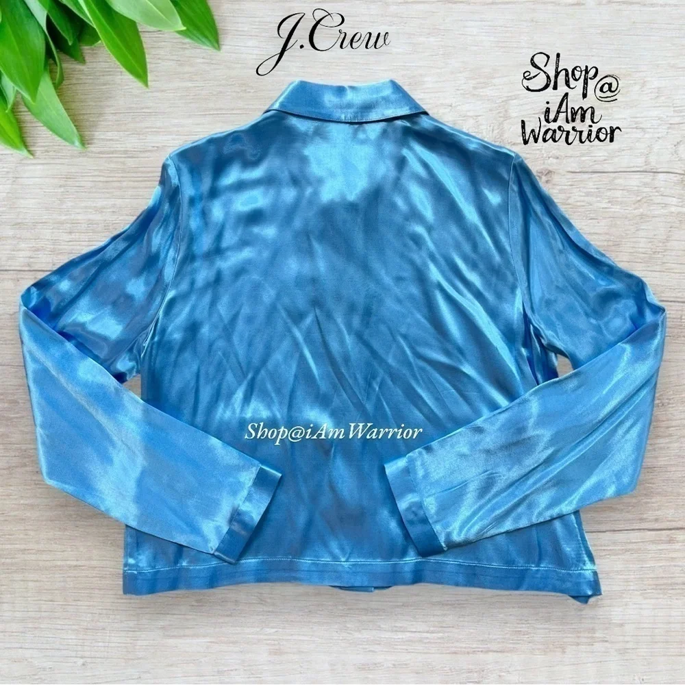 J.Crew cornflower blue satin lady shirt jacket *shop@iamwarrior